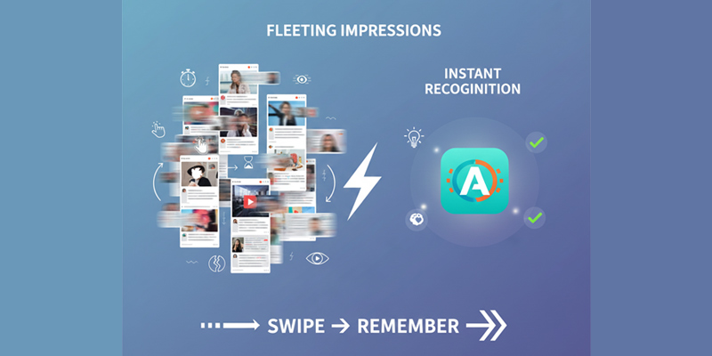 Visual representation of short attention spans and the importance of instant brand recognition in digital marketing 2026.