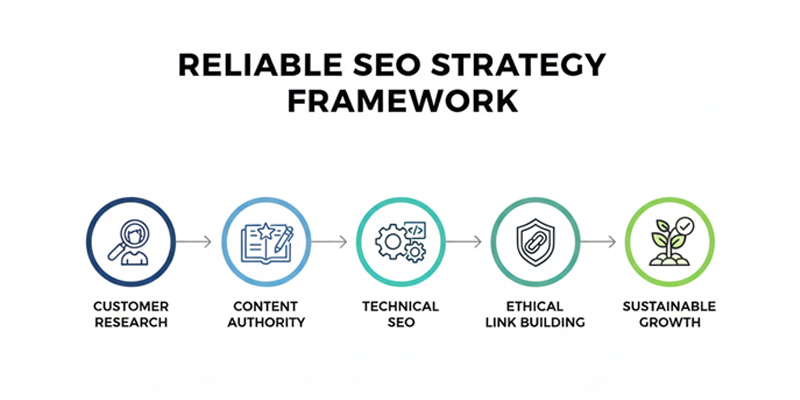 Long-term SEO strategy focused on content authority and sustainable organic search growth