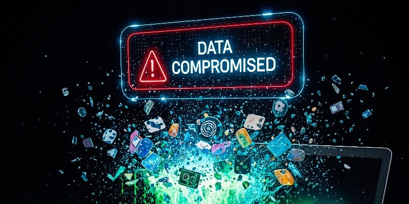 Graphic showing AI-driven cyberattack scanning websites at high speed