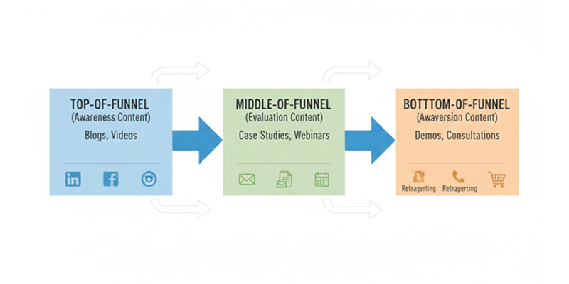 Diagram showing the alignment of content and channels across the customer journey for better results.